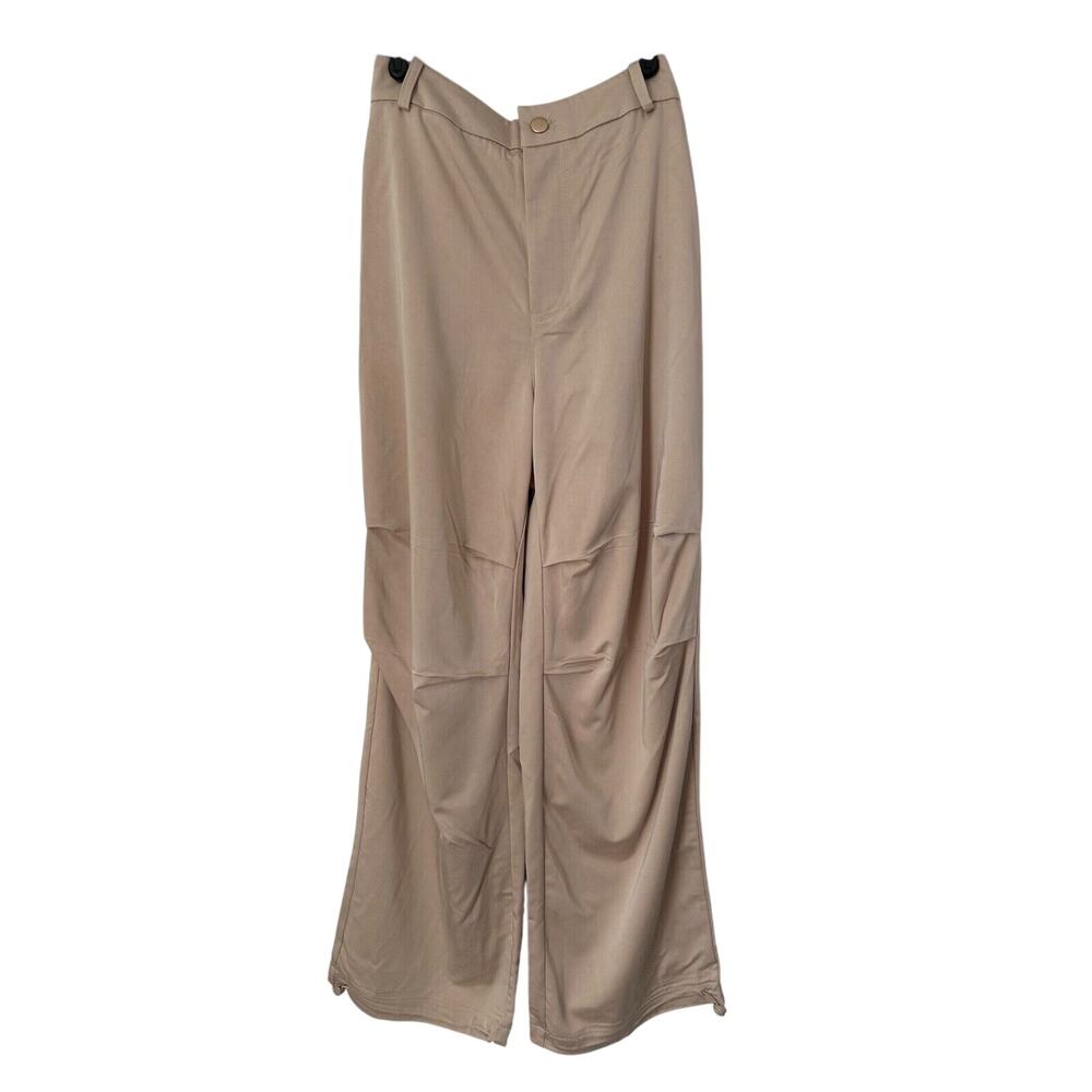 Dolce Cabo Pants Size XS Sand Wide Leg Ruched Knee Drawstring Hem Cuff Utility